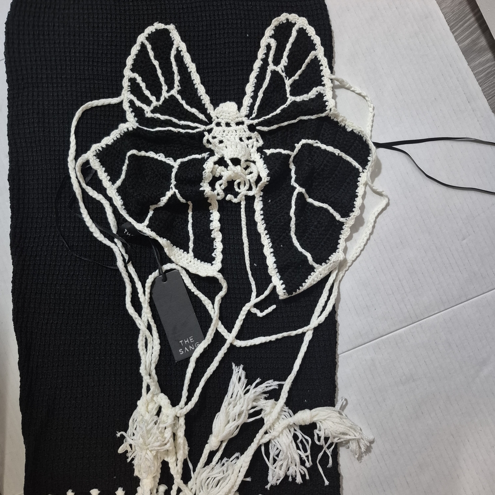 NWT Elegant Black & White Crochet Butterfly Skirt Set